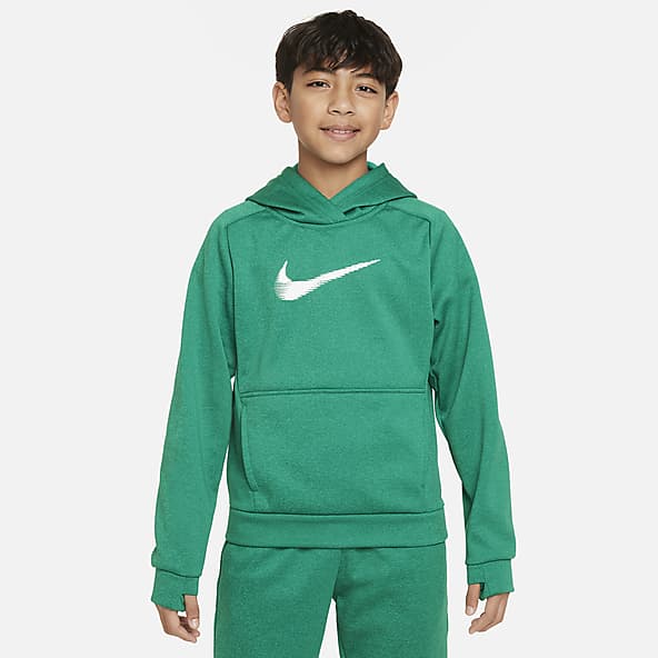 Boys Green Nike Therma Hoodies Pullovers. Nike
